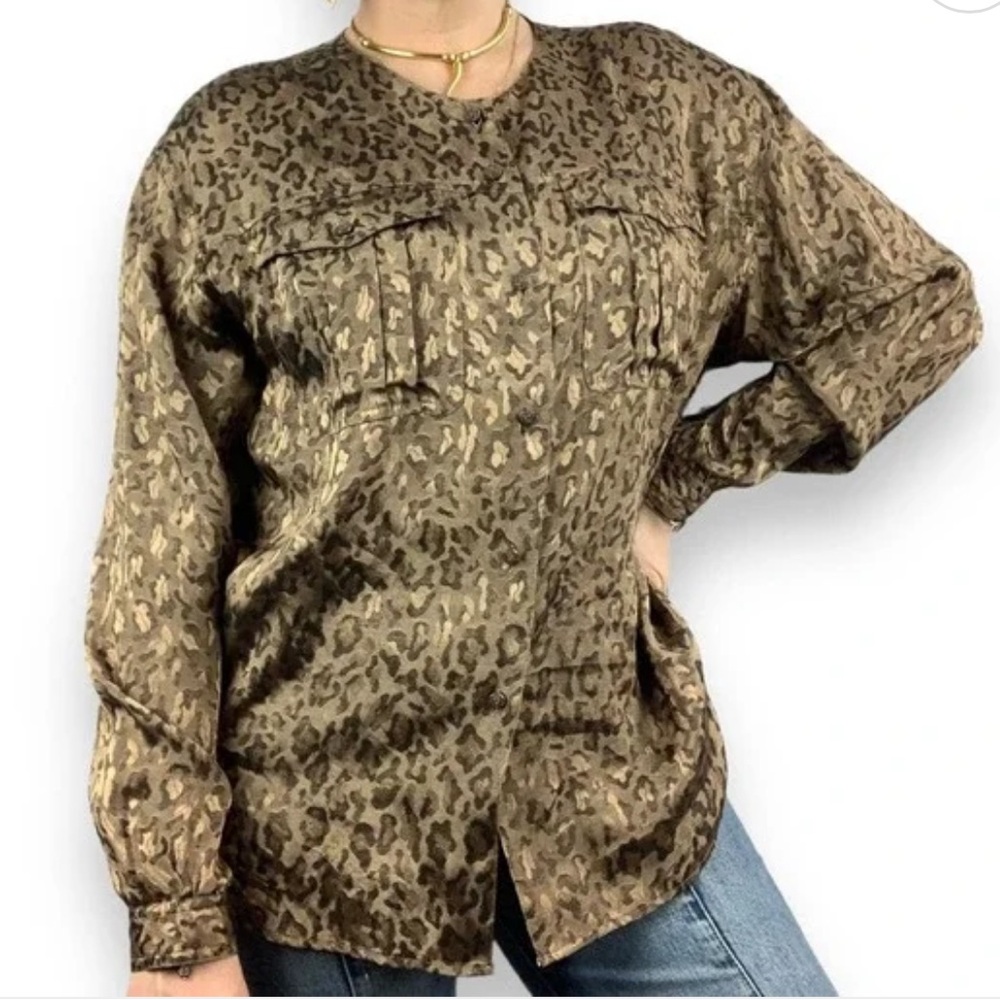 VTG 80’s Liz Claiborne Collection Leopard Print Blouse